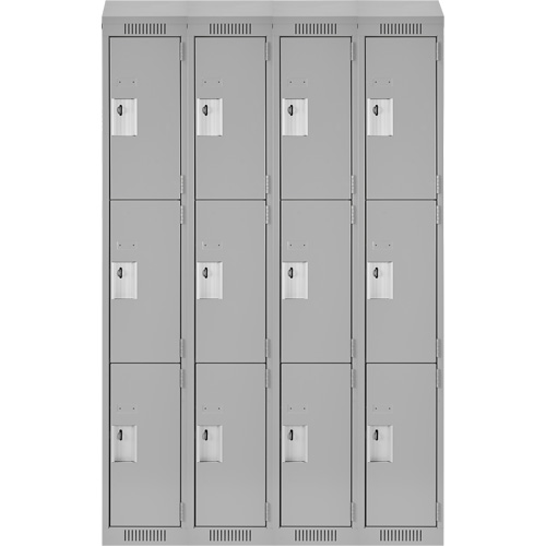Casiers Clean Line, 3 niveaux, Bloc de 4, 48" x 18" x 78", Acier, Gris, Rivet (assembl&eacute;) Helyx Safety & Industrial Supplies