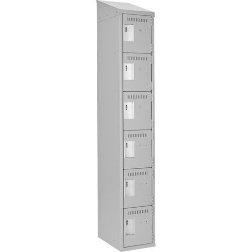 Clean Line Lockerette , 6 -tier, 12" x 18" x 78", Steel, Grey, Rivet (Assembled) Helyx Safety & Industrial Supplies