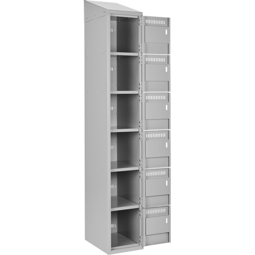 Petits casiers Clean Line, 6 niveaux, Bloc de 3, 36" x 18" x 78", Acier, Gris, Rivet (assembl&eacute;) Helyx Safety & Industrial Supplies