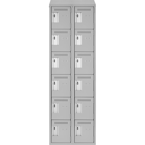 Petits casiers Clean Line, 6 niveaux, Bloc de 2, 24" x 18" x 78", Acier, Gris, Rivet (assembl&eacute;) Helyx Safety & Industrial Supplies