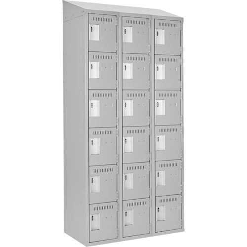 Petits casiers Clean Line, 6 niveaux, Bloc de 3, 36" x 18" x 78", Acier, Gris, Rivet (assembl&eacute;) Helyx Safety & Industrial Supplies