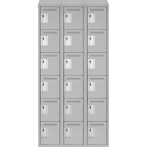Petits casiers Clean Line, 6 niveaux, Bloc de 3, 36" x 18" x 78", Acier, Gris, Rivet (assembl&eacute;) Helyx Safety & Industrial Supplies