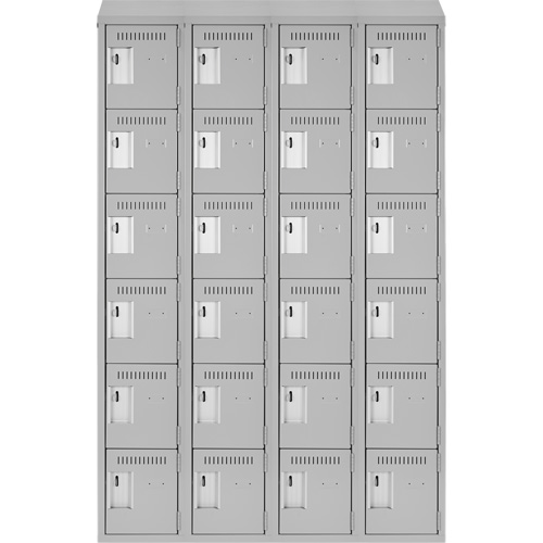 Petits casiers Clean Line, 6 niveaux, Bloc de 4, 48" x 18" x 78", Acier, Gris, Rivet (assembl&eacute;) Helyx Safety & Industrial Supplies