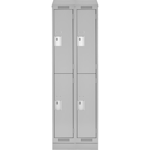Casiers Clean Line, 2 niveaux, Bloc de 2, 24" x 18" x 82", Acier, Gris, Rivet (assembl&eacute;) Helyx Safety & Industrial Supplies