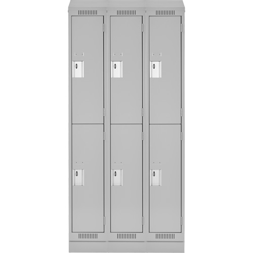 Casiers Clean Line, 2 niveaux, Bloc de 3, 36" x 18" x 82", Acier, Gris, Rivet (assembl&eacute;) Helyx Safety & Industrial Supplies