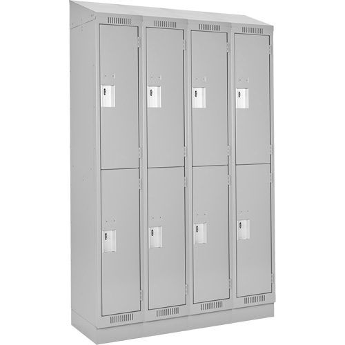 Casiers Clean Line, 2 niveaux, Bloc de 4, 48" x 18" x 82", Acier, Gris, Rivet (assembl&eacute;) Helyx Safety & Industrial Supplies