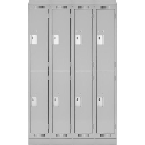 Casiers Clean Line, 2 niveaux, Bloc de 4, 48" x 18" x 82", Acier, Gris, Rivet (assembl&eacute;) Helyx Safety & Industrial Supplies