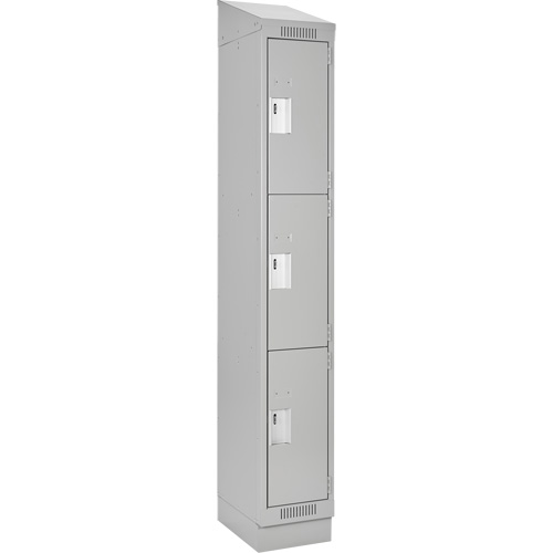 Clean Line Lockers, 3 -tier, 12" x 18" x 82", Steel, Grey, Rivet (Assembled) Helyx Safety & Industrial Supplies