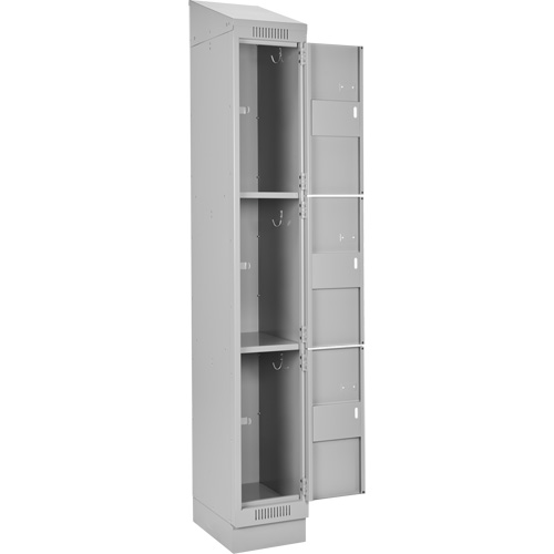 Casiers Clean Line, 3 niveaux, Bloc de 3, 36" x 18" x 82", Acier, Gris, Rivet (assembl&eacute;) Helyx Safety & Industrial Supplies