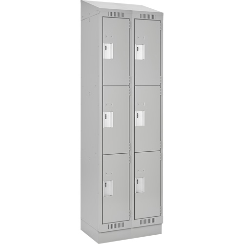 Casiers Clean Line, 3 niveaux, Bloc de 2, 24" x 18" x 82", Acier, Gris, Rivet (assembl&eacute;) Helyx Safety & Industrial Supplies