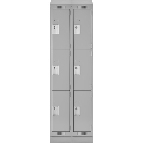 Casiers Clean Line, 3 niveaux, Bloc de 2, 24" x 18" x 82", Acier, Gris, Rivet (assembl&eacute;) Helyx Safety & Industrial Supplies