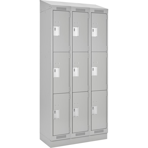 Casiers Clean Line, 3 niveaux, Bloc de 3, 36" x 18" x 82", Acier, Gris, Rivet (assembl&eacute;) Helyx Safety & Industrial Supplies