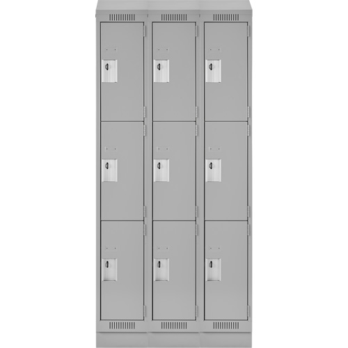 Casiers Clean Line, 3 niveaux, Bloc de 3, 36" x 18" x 82", Acier, Gris, Rivet (assembl&eacute;) Helyx Safety & Industrial Supplies