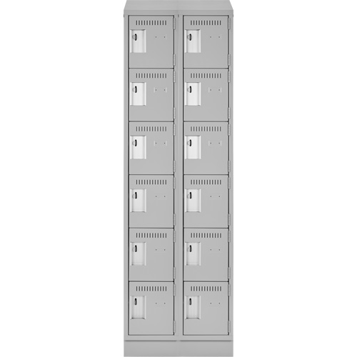 Clean Line Lockerette, 6 -tier, Bank of 2, 24" x 18" x 82", Steel, Grey, Rivet (Assembled) Helyx Safety & Industrial Supplies