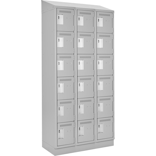 Petits casiers Clean Line, 6 niveaux, Bloc de 3, 36" x 18" x 82", Acier, Gris, Rivet (assembl&eacute;) Helyx Safety & Industrial Supplies