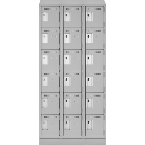 Petits casiers Clean Line, 6 niveaux, Bloc de 3, 36" x 18" x 82", Acier, Gris, Rivet (assembl&eacute;) Helyx Safety & Industrial Supplies