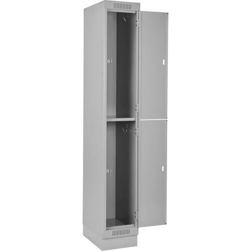 Casiers Clean Line, 2 niveaux, Bloc de 2, 24" x 18" x 76", Acier, Gris, Rivet (assembl&eacute;) Helyx Safety & Industrial Supplies