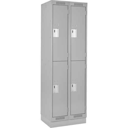 Casiers Clean Line, 2 niveaux, Bloc de 2, 24" x 18" x 76", Acier, Gris, Rivet (assembl&eacute;) Helyx Safety & Industrial Supplies