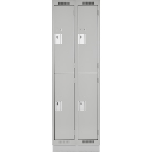 Casiers Clean Line, 2 niveaux, Bloc de 2, 24" x 18" x 76", Acier, Gris, Rivet (assembl&eacute;) Helyx Safety & Industrial Supplies