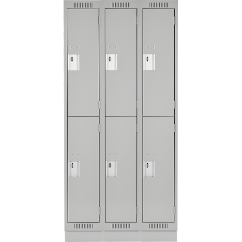 Casiers Clean Line, 2 niveaux, Bloc de 3, 36" x 18" x 76", Acier, Gris, Rivet (assembl&eacute;) Helyx Safety & Industrial Supplies