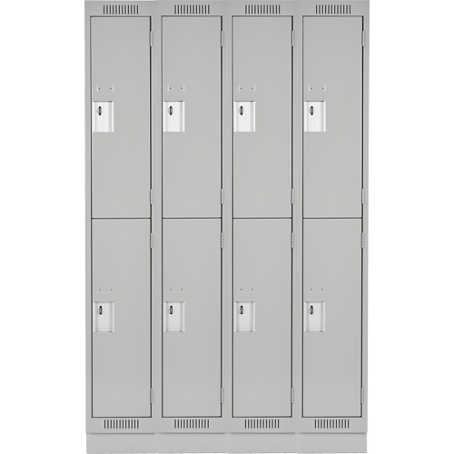 Casiers Clean Line, 2 niveaux, Bloc de 4, 48" x 18" x 76", Acier, Gris, Rivet (assembl&eacute;) Helyx Safety & Industrial Supplies
