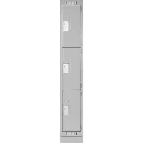 Clean Line Lockers, 3 -tier, 12" x 18" x 76", Steel, Grey, Rivet (Assembled) Helyx Safety & Industrial Supplies