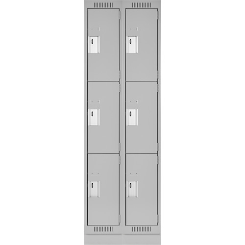 Casiers Clean Line, 3 niveaux, Bloc de 2, 24" x 18" x 76", Acier, Gris, Rivet (assembl&eacute;) Helyx Safety & Industrial Supplies