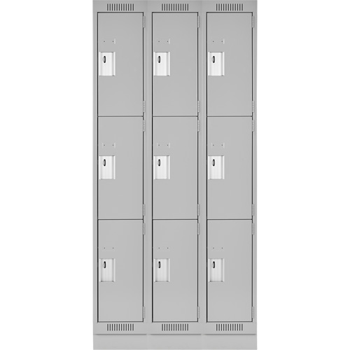 Casiers Clean Line, 3 niveaux, Bloc de 3, 36" x 18" x 76", Acier, Gris, Rivet (assembl&eacute;) Helyx Safety & Industrial Supplies