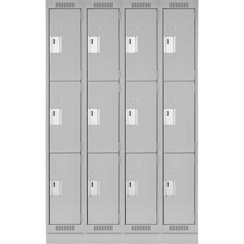 Casiers Clean Line, 3 niveaux, Bloc de 4, 48" x 18" x 76", Acier, Gris, Rivet (assembl&eacute;) Helyx Safety & Industrial Supplies