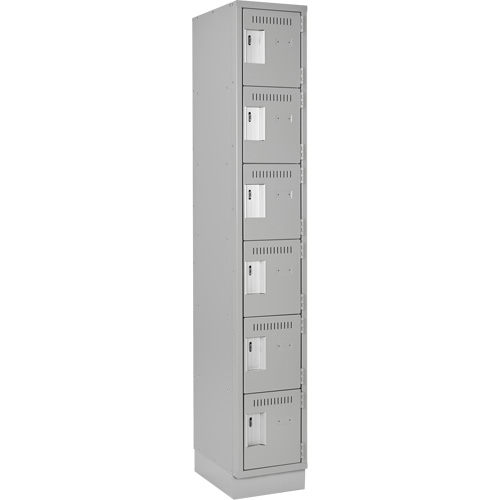 Petits casiers Clean Line, 6 niveaux, 12" x 18" x 76", Acier, Gris, Rivet (assembl&eacute;) Helyx Safety & Industrial Supplies