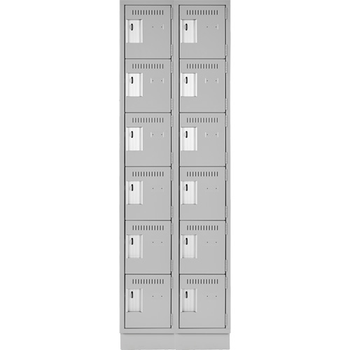 Clean Line Lockerette, 6 -tier, Bank of 2, 24" x 18" x 76", Steel, Grey, Rivet (Assembled) Helyx Safety & Industrial Supplies