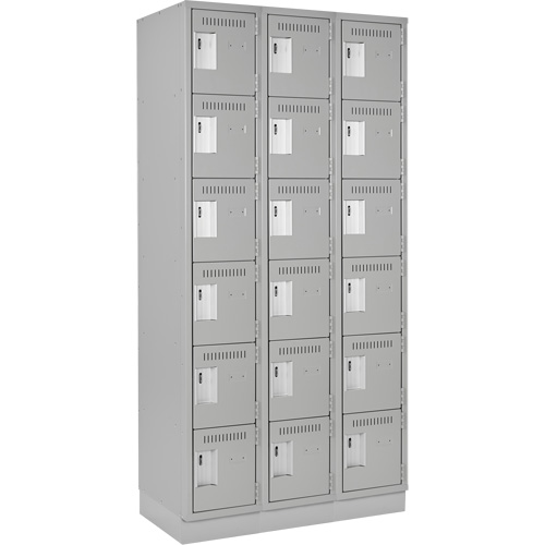 Petits casiers Clean Line, 6 niveaux, Bloc de 3, 36" x 18" x 76", Acier, Gris, Rivet (assembl&eacute;) Helyx Safety & Industrial Supplies