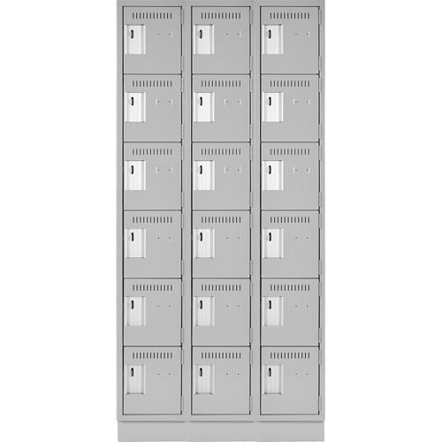 Petits casiers Clean Line, 6 niveaux, Bloc de 3, 36" x 18" x 76", Acier, Gris, Rivet (assembl&eacute;) Helyx Safety & Industrial Supplies