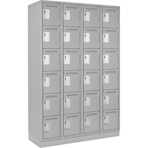 Petits casiers Clean Line, 6 niveaux, Bloc de 4, 48" x 18" x 76", Acier, Gris, Rivet (assembl&eacute;) Helyx Safety & Industrial Supplies
