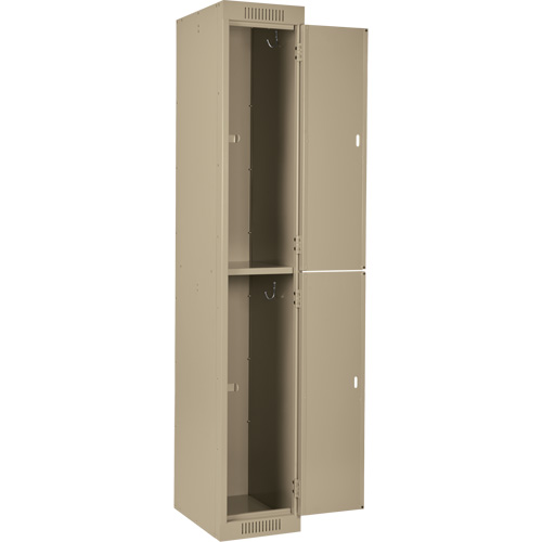 Casiers Clean Line, 2 niveaux, Bloc de 4, 48" x 18" x 72", Acier, Beige, Rivet (assembl&eacute;) Helyx Safety & Industrial Supplies