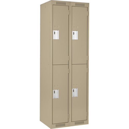 Casiers Clean Line, 2 niveaux, Bloc de 2, 24" x 18" x 72", Acier, Beige, Rivet (assembl&eacute;) Helyx Safety & Industrial Supplies