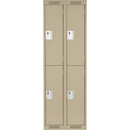 Casiers Clean Line, 2 niveaux, Bloc de 2, 24" x 18" x 72", Acier, Beige, Rivet (assembl&eacute;) Helyx Safety & Industrial Supplies