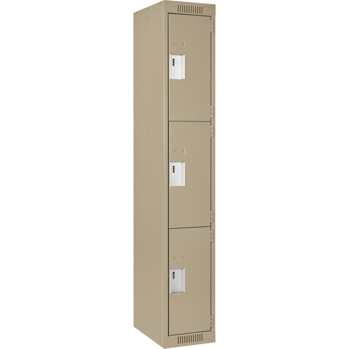 Casiers Clean Line, 3 niveaux, 12" x 18" x 72", Acier, Beige, Rivet (assembl&eacute;) Helyx Safety & Industrial Supplies