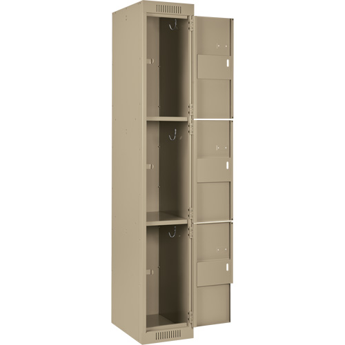Casiers Clean Line, 3 niveaux, Bloc de 4, 48" x 18" x 72", Acier, Beige, Rivet (assembl&eacute;) Helyx Safety & Industrial Supplies