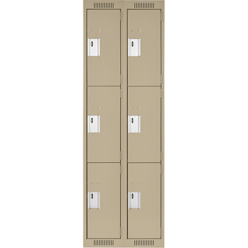 Casiers Clean Line, 3 niveaux, Bloc de 2, 24" x 18" x 72", Acier, Beige, Rivet (assembl&eacute;) Helyx Safety & Industrial Supplies