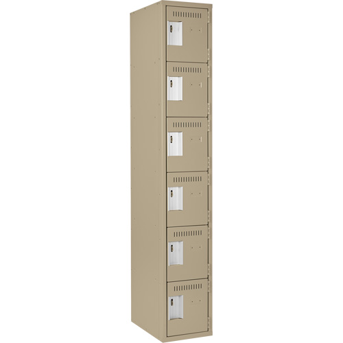 Petits casiers Clean Line, 6 niveaux, 12" x 18" x 72", Acier, Beige, Rivet (assembl&eacute;) Helyx Safety & Industrial Supplies