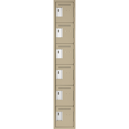 Petits casiers Clean Line, 6 niveaux, 12" x 18" x 72", Acier, Beige, Rivet (assembl&eacute;) Helyx Safety & Industrial Supplies