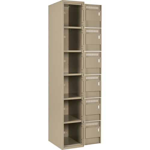 Petits casiers Clean Line, 6 niveaux, Bloc de 4, 48" x 18" x 72", Acier, Beige, Rivet (assembl&eacute;) Helyx Safety & Industrial Supplies