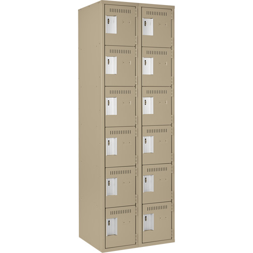 Petits casiers Clean Line, 6 niveaux, Bloc de 2, 24" x 18" x 72", Acier, Beige, Rivet (assembl&eacute;) Helyx Safety & Industrial Supplies