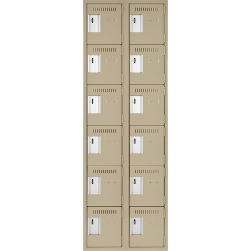 Petits casiers Clean Line, 6 niveaux, Bloc de 2, 24" x 18" x 72", Acier, Beige, Rivet (assembl&eacute;) Helyx Safety & Industrial Supplies