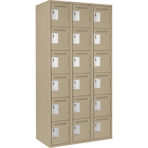 Petits casiers Clean Line, 6 niveaux, Bloc de 3, 36" x 18" x 72", Acier, Beige, Rivet (assembl&eacute;) Helyx Safety & Industrial Supplies
