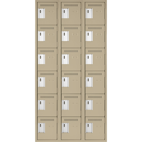 Petits casiers Clean Line, 6 niveaux, Bloc de 3, 36" x 18" x 72", Acier, Beige, Rivet (assembl&eacute;) Helyx Safety & Industrial Supplies