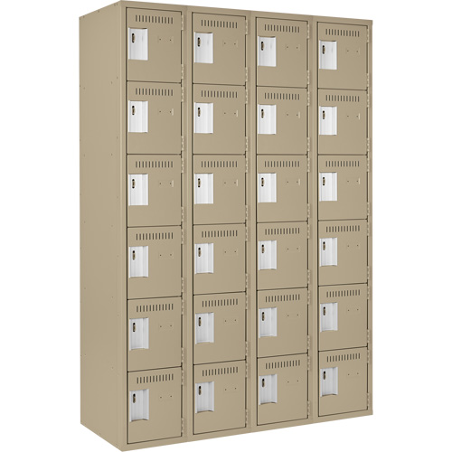 Petits casiers Clean Line, 6 niveaux, Bloc de 4, 48" x 18" x 72", Acier, Beige, Rivet (assembl&eacute;) Helyx Safety & Industrial Supplies