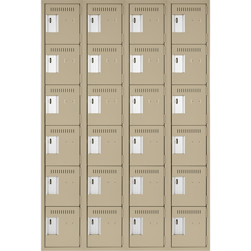 Petits casiers Clean Line, 6 niveaux, Bloc de 4, 48" x 18" x 72", Acier, Beige, Rivet (assembl&eacute;) Helyx Safety & Industrial Supplies