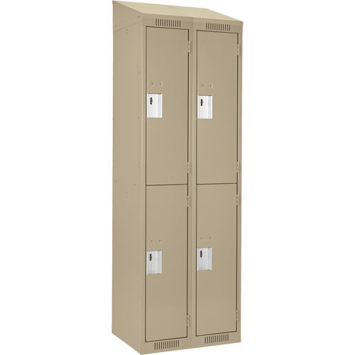 Casiers Clean Line, 2 niveaux, Bloc de 2, 24" x 18" x 78", Acier, Beige, Rivet (assembl&eacute;) Helyx Safety & Industrial Supplies